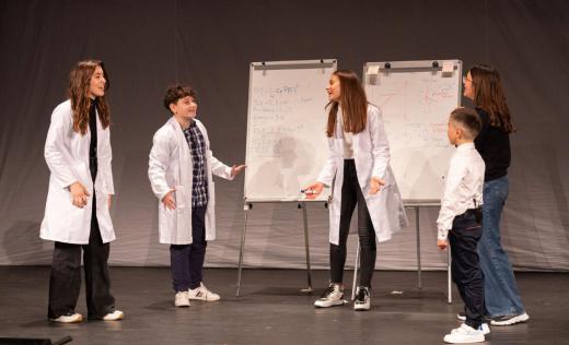 Children in Albania rehearse their play, “The Windmill”, about the climate crisis.