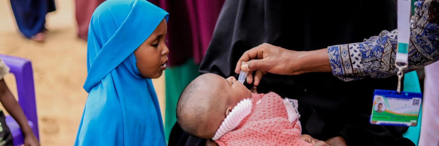 A child being immunised at Dikoba outreach centre in Mandera