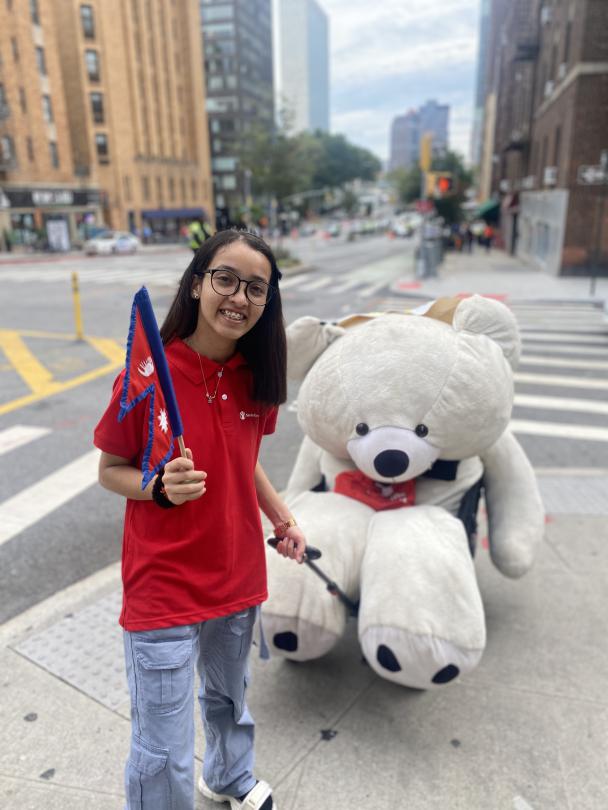 Anuska and the Air Bear in New York during UNGA 78.