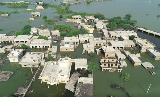 Aerial Shot of District Sanghar, Sindh, destroyed by the floods, Sindh
