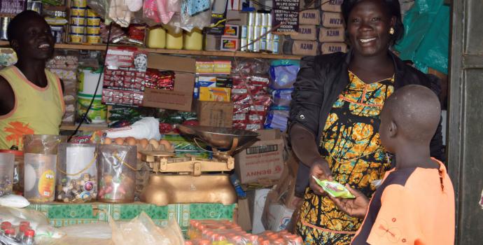 Florence at her shop in Kiryandongo. Kilama Alam Raymond / Save the Children