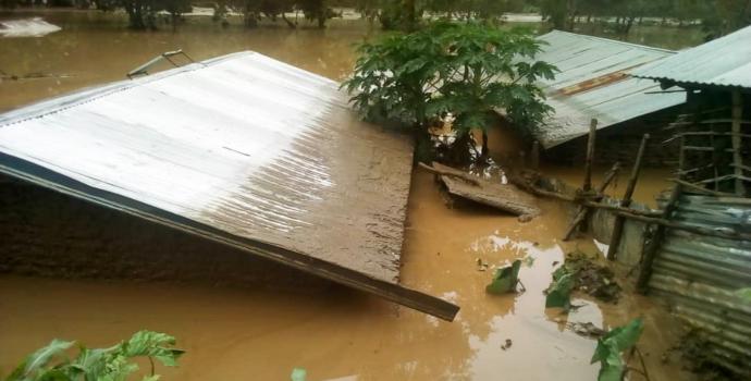 Homes submerged by floods in Kasese, western Uganda