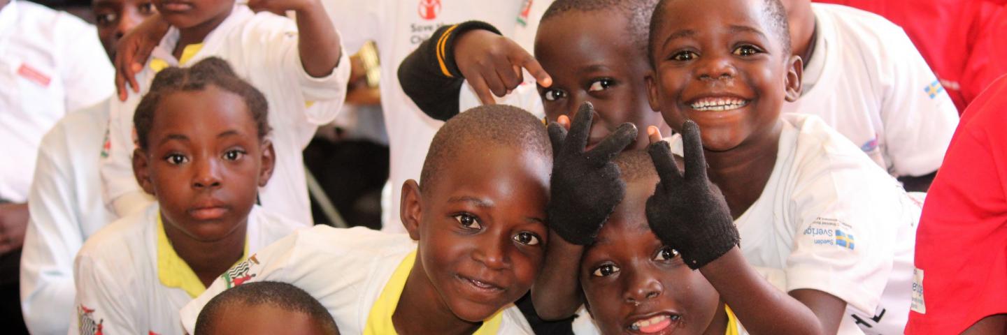 Children smile and pull funny faces