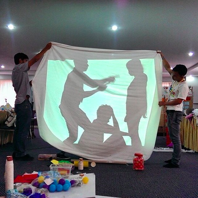 Shadow puppet performance created by the Myanmar youth as a tool for raising awareness about human trafficking.