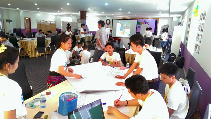Youth from Lao P.D.R, planning creative outreach activities during the Regional COMMIT Youth Forum.